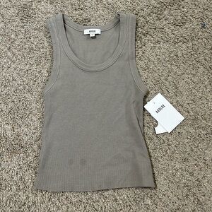 NWT Agolde Poppy Ribbed Tank Top Drab Size XS Women's Cotton Scoop Neck Knit